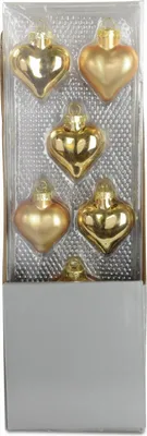 Produktbild von Christbaumschmuck Herzen | 8er Set Gold Matt & Glanz | Glas Ø 4 cm | 29300