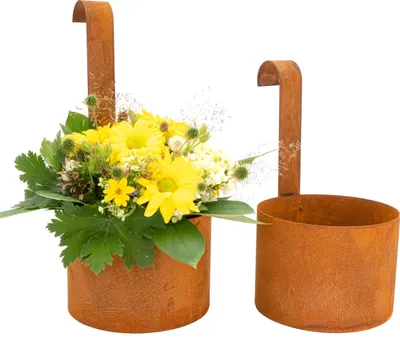 Produktbild von Garten Deko Pflanztopf | 2er Set | zum Hängen | Edelrost Deko Hängetopf