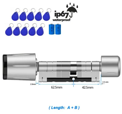 Imagen del producto de Cerradura inteligente para puertas, control remoto, diseño resistente al agua, dimensiones A62.5 x B42.5, modelo TTlock-b