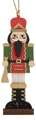 Image de Clayre & Eef Pendentif de Noël Casse-noisette jaune en bois