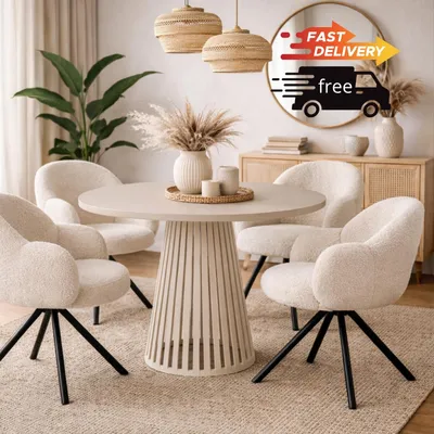 Produktbild von Runder Esstisch Viero Ø90 cm – Kaschmir – Design Tisch mit Metallgestell – Moderner Küchentisch