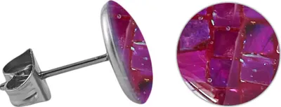 Produktbild von Chirurgenstahl Ohrstecker mit rundem Mosaik Größe - 6 mm Farbe - Fuchsia
