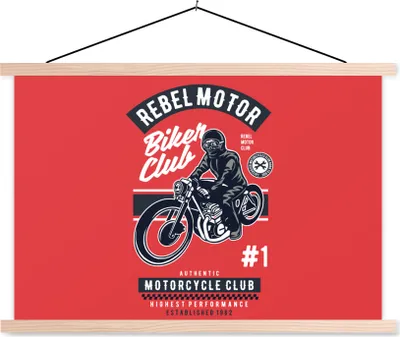 Produktbild von MuchoWow® Textilposter Motorrad - Mann - Retro - Zitat 150x100 cm mit holzfarbenen Rahmen - Posters