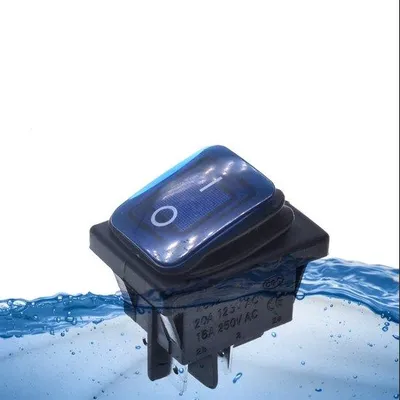 Image de Étanche - Indicateur lumineux - Interrupteur à bascule bipolaire 30 x 22 mm, 250 V max., 16 A - Bleu