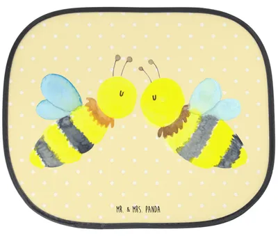Produktbild von Mr. & Mrs. Panda Sonnenschutz Auto Biene Liebe - Gelb Pastell - Geschenk, für, Sonnenblende, saugnapf, Autoscheibe