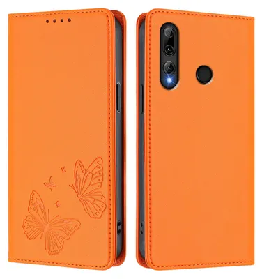 Obrázek produktu pro Kožené pouzdro pro Honor 20 Lite/Honor 10i, motýlí ražbou, peněženkové flip pouzdro se stojánkem Oranžová