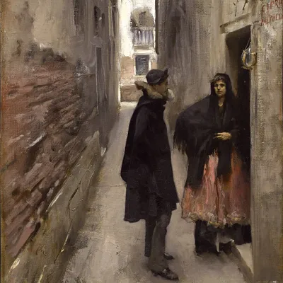 Obrázek produktu pro John Singer Sargent Art Print Obraz - Ulice v Benátkách, 1882 (70 x 70 cm)