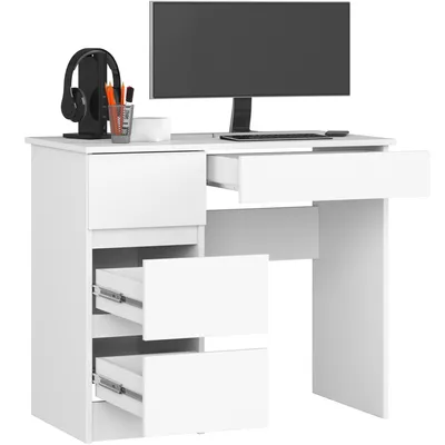 Immagine prodotto di Scrivania da 90 cm con 4 cassetti, scrivania per computer, scrivania da lavoro per ufficio e bambini