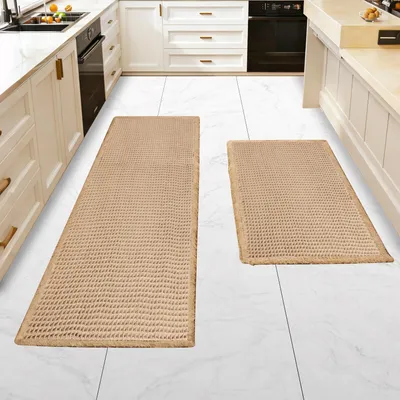 Produktbild von Badezimmerteppich, Badematten-Set, Badematte, Duschmatte, rutschfeste Badematte für Küche, Wohnzimmer, Schlafzimmer, Badezimmer, Badezimmerdekoration (Braun, 43x61cm+61x120cm)