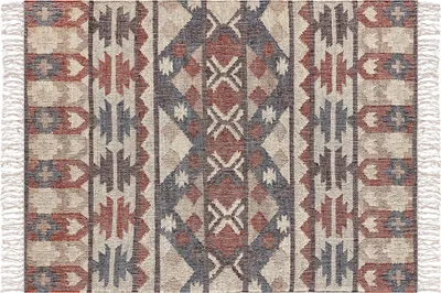 Produktbild von BELIANI Teppich Mehrfarbig aus Jute 140 x 200 cm Rechteckig mit Fransen Geometrisches Muster Kurzflor für Wohnzimmer Schlafzimmer Esszimmer