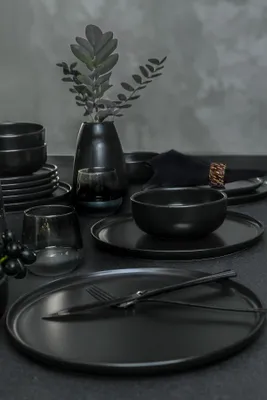 Produktbild von Keramika Geschirrset  - Nordic Mat Black - 18 teilig - 6 Personen - Steingut