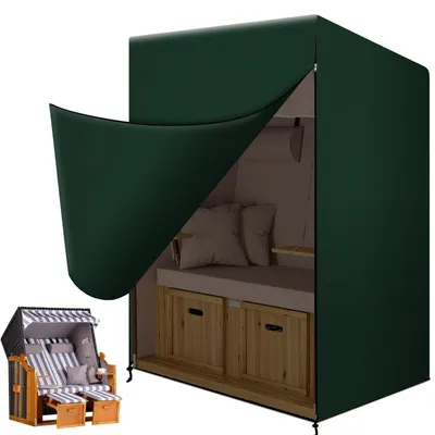 Produktbild von Strandkorb Schutzhülle Winterfest Grün 125x90x165/135cm PE Wasserdicht Winddicht