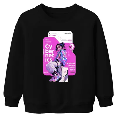Immagine prodotto di Cybernetics: Un mondo dove la vita è Giappone. Felpa con cappuccio "Techwear Kinder", colore nero, taglia 152