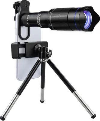 Produktbild von 40-faches Handy-Teleobjektiv-Set mit Objektivclip + Telefonhalterung + ausziehbarem Mini-Stativ + Fernausloeser fuer Wandern, Camping, Tierbeobachtung, Mond, Sport, Spiele, Konzerte, kompatibel mit iPhone 15/14/13/12/11, Samsung Android-Smartphones