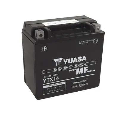 Zdjęcie produktu dla Yuasa YTX14, 12 Ah, 12 V, 200 A, Motocykl, Bezobsługowe, 12 Ah