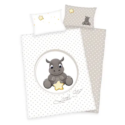 Produktbild von Herding ( Baby Best ) "Süßes Nashorn" Bettwäsche /  Babybettwäsche / Kleinkinderbettwäsche, 100% Baumwolle ( Renforcé ), 40x60 + 100x135 cm