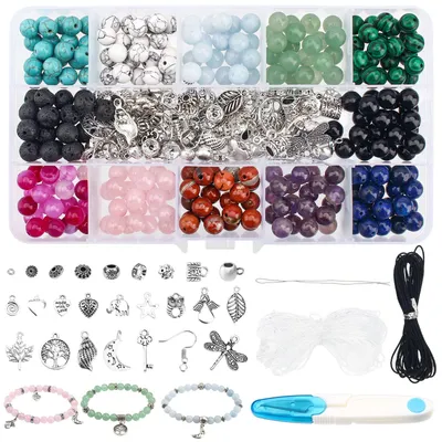 Natursteinkugeln-Set, 8 mm, 101 Teile, Lavastein, DIY-Schmuck