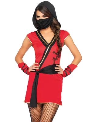 Produktbild von Ninja-Kostüm für Damen Faschingskostüm rot-schwarz