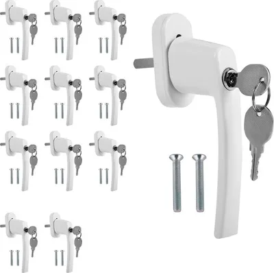 Immagine prodotto di Fiqops maniglia per finestra maniglia di sicurezza per bambini serratura per finestra in alluminio set bianco 12X