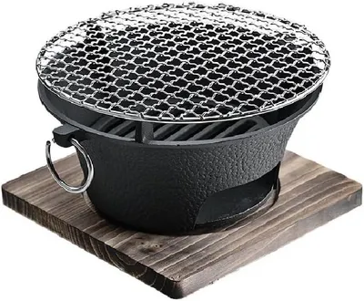 Obrázek produktu pro Gril na dřevěné uhlí, 28 cm, litinová grilovací pánev, pro použití na zahradě
