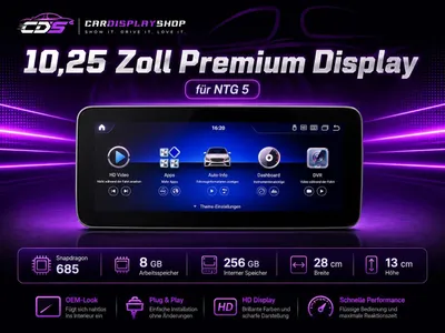 Produktbild von 10,25 Zoll Premium Display Mercedes E-Klasse Coupé / Cabrio C207 / A207 NTG 5 Snapdragon 685 8GB/256GB CarPlay & Android Auto