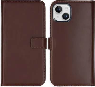 Image de Selencia Bibliothèque en cuir véritable pour l'Apple iPhone 15 - Marron
