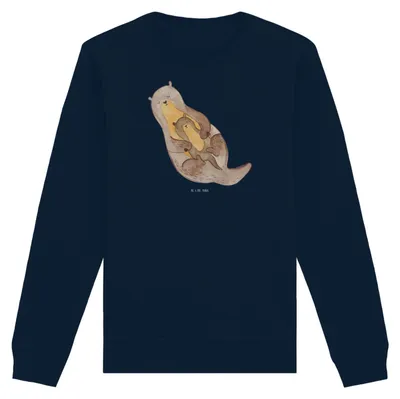 Produktbild von Mr. & Mrs. Panda Rundhals Pullover Otter Kind Größe XXL - French Navy - Geschenk, Mutter, Sweatshirt, Seeotter, Pulli, Familie, Baumwoll, Baby, Sweater, Bio, Mama