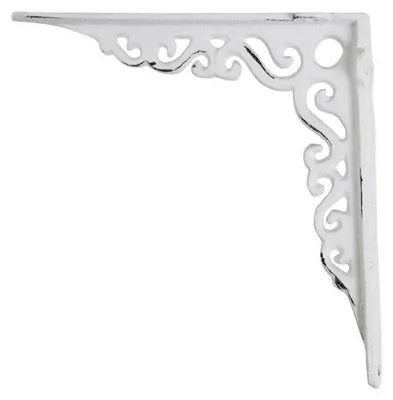 Produktbild von Wandregalhalter Regalwinkel Gusseisen H18xL18xT4cm Antikweiß Gewischt – Wandkonsole Vintage Design – Stabiler Regalträger für DIY Holzregale