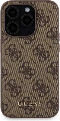 Produktbild von Guess 4G Metal Logo Hüllenset Für Iphone 15 Pro Max + 5000 Mah Magsafe Powerbank - Braun