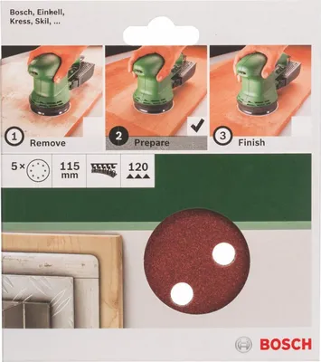 Produktbild von Bosch 5 tlg. Schleifblatt Set Ø 115 mm, Körnung P 120  Zubehör Exzenterschleifer