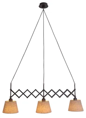 Obrázek produktu pro Näve nůžková závěsná lampa Adrienne hnědá/béžová kov/textil 52-86cm max. 3 x 40W E27 nastavitelná