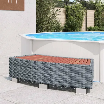 Produktbild von vidaXL Spa-Einstiegsstufe Grau Poly Rattan 92×45×25 cm