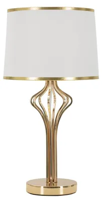 Zdjęcie produktu dla Lampa stołowa Slimmy z białego i złotego metalu z tekstylnym abażurem
