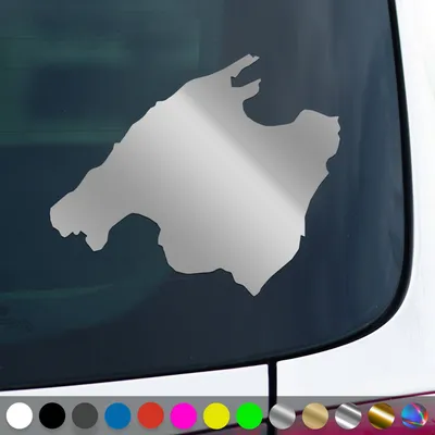 Produktbild von PantherPixel Mallorca Aufkleber Insel Umriss Reisen Spanien Sticker Auto Geschenkidee Farbe Silber