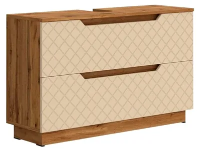 Produktbild von Waschbeckenunterschrank Lotta, Eiche/Kaschmir mit Kachelstruktur, 99,4 x 62,5 cm, 2 Schubladen