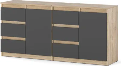 Zdjęcie produktu dla Komoda Z Szufladami Pojemna Nowoczesna Szafka 160Cm Dąb Sonoma Szary Mat