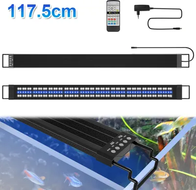 Immagine prodotto di Bettizia Lampada per acquario 120-140cm, illuminazione acquario LED IPX44 impermeabile 2 modalità (giorno, notte), luce acquario staffa estensibile spettro completo