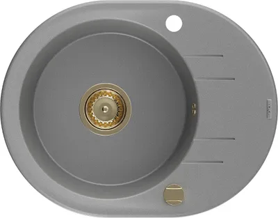 Produktbild von Mexen Kevin Granitspüle mit einem Becken und einer Abtropffläche 586 x 458 mm, Grau, Siphon Gold - 6517581005-71-G