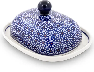Produktbild von Bunzlauer Keramik Butterdose Butterglocke Butterbehälter oval für 250g (1 Stück Butter) 20x15x10cm Nachbildung 120