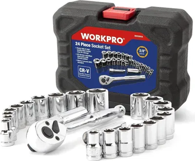 Produktbild von WORKPRO 24-tlg. Steckschlüsselsatz Umschaltknarre Steckschlüssel Werkzeugkasten