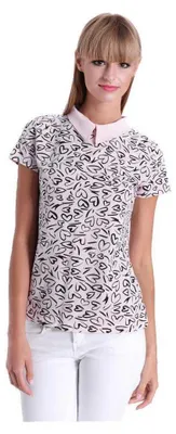 Produktbild von Damen Sommer Shirt in 5 Farben mit Kragen; Puderrosa/S/M