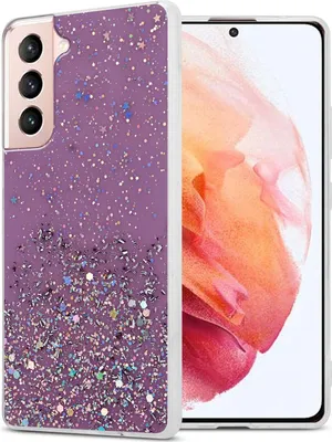 Zdjęcie produktu dla Etui Cadorabo do Samsung Galaxy S21 5G fioletowe etui na telefon komórkowy etui z TPU etui brokatowe etui brokatowe