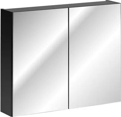 Produktbild von Badezimmer Spiegelschrank 80cm AKAN Schwarz matt inkl. LED