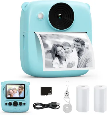 Produktbild von Kinderkamera Sofortbildkamera,48MP Sofortbildkamera mit 32GB Karte & Druckpapier, 1080P Digitalkamera Kinder,Geschenke für Jungen & Mädchen 3-12 Jahre