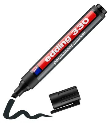 Produktbild von Edding 330 Permanentmarker - das Allround-Talent mit variabler Spitze, Schwarz, Meißel, Blau, 1 mm, 5 mm, 1 Stück(e)