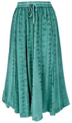Produktbild von Bestickter Boho Hippie Rock, Indischer Maxirock, Sommerrock - Petrol, Damen, Blau, Viskose, Röcke