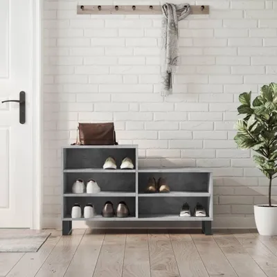 Immagine prodotto di vidaXL Portascarpe grigio cemento 102x36x60 cm materiale a base di legno