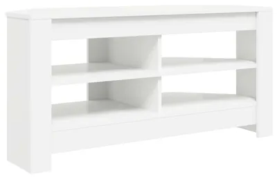 Zdjęcie produktu dla regał RTV narożny vidaXL, 102 x 40,5 x 45 cm, biały, płyta wiórowa