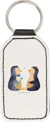 Produktbild von Mr. & Mrs. Panda Schlüsselanhänger Pinguin Pärchen - Weiß - Geschenk, Rechteckig, schlüsselbund anhänger, Verknallt, Mit Spruch, Pinguine, Liebe, Taschenanhänger