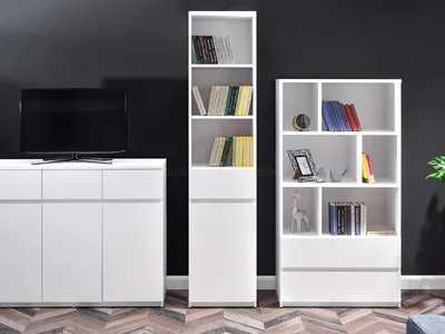 Zdjęcie produktu dla Regał ARLEN z drzwiami i szufladą - biały